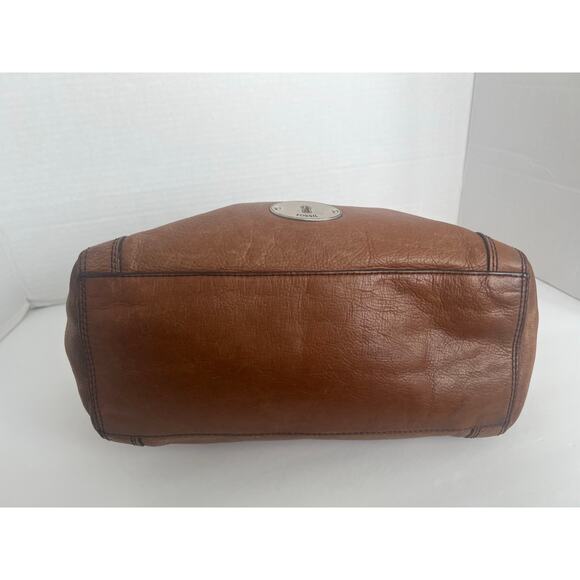 Fossil Marlow Chestnut Pebble Leather Double Handle Satchel Shoulder Handbag - Picture 6 of 10
